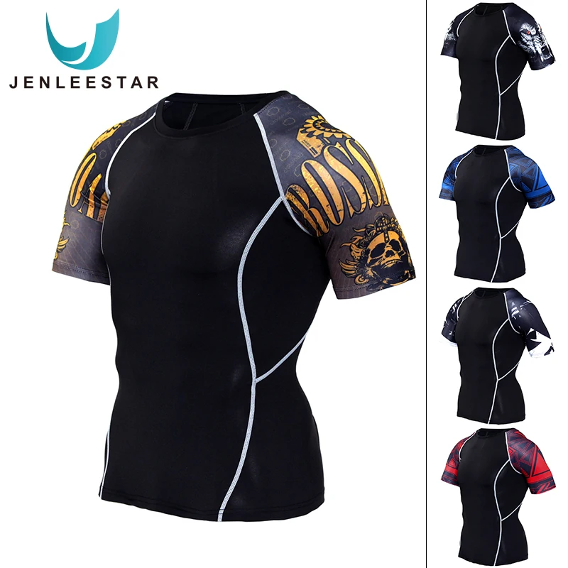 Спортивная рубашка для мужчин одежда тренировок облегающая спортивная с