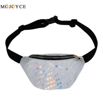 

PU Leather Women Fanny Packs Reflective Laser Shoulder Chest Casual Belt Bag Shiny Waist Bags