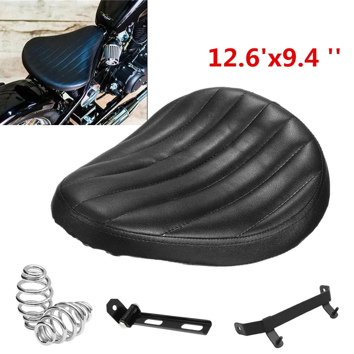 

Autoleader 5pcs 32x24cm Leather Tuck Roll Black Motorcycle Retro Cushion with Spring For Harley for Yamaha and Most Model