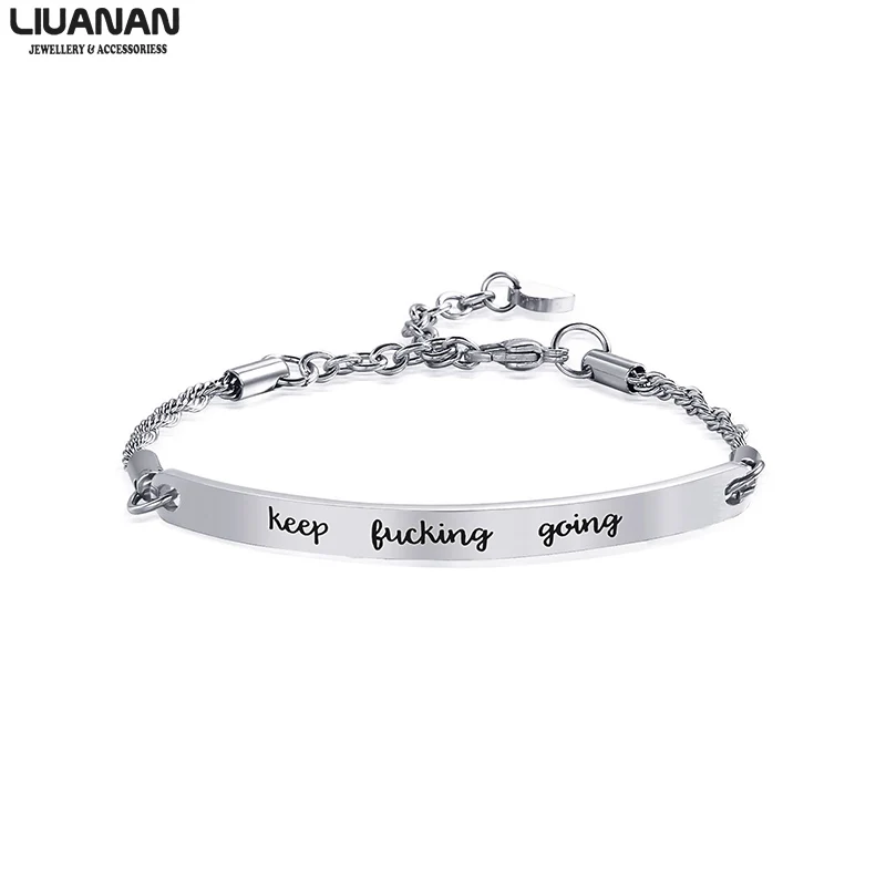 Вдохновляющие Подарки для женщин бар браслет с мантрой Цитата положительная поговорка Выгравированные мотивационные дружбы ободрения ювелирные изделия