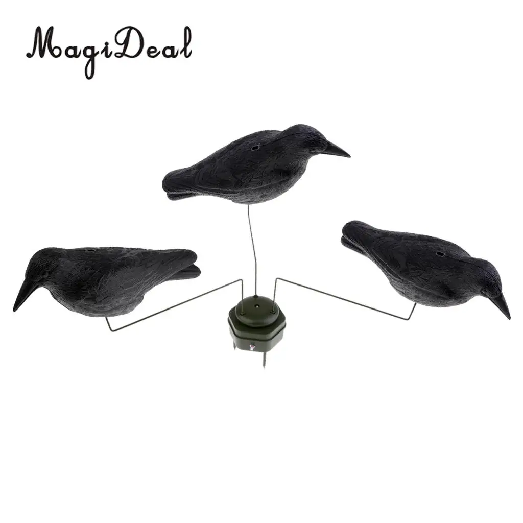 

MagiDeal 3 Pcs Realistic Crow Hunting Decoy Garden Decoration Yard Scarer No Flocking for Hunting Fishing Garden Decoration