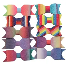 10 шт. детские заколки для волос Горячая штамповка градиент Радужный Блеск ПУ головной убор ручной работы банты аксессуары и клипсы для волос