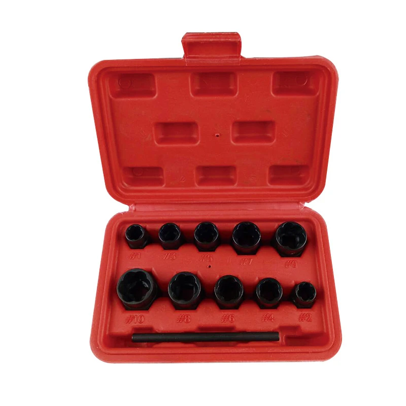 

11pcs/Set Damaged Broken Nut Bolt Remover Stud Extractor 9-19mm Removal Tool Kit