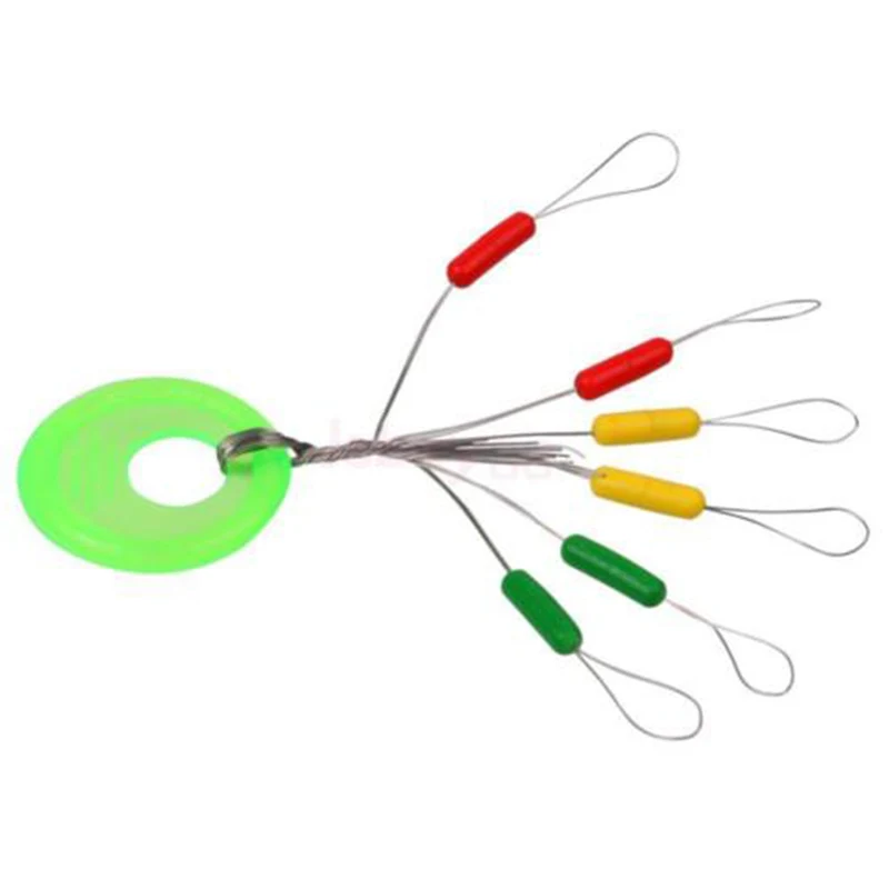 

100 Pcs Fishing Lures Bobber Float 6 in 1 Colorful Rubber Oval Stopper Space Bean Connector Line Tackle Accessories For Fishing