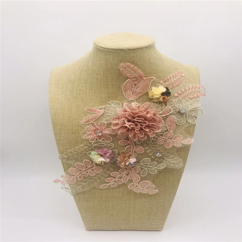 

Embroidery Europe Station 2019 summer beaded embroidery 3D flower short sleeved T decorative lace handmade cloth stickers