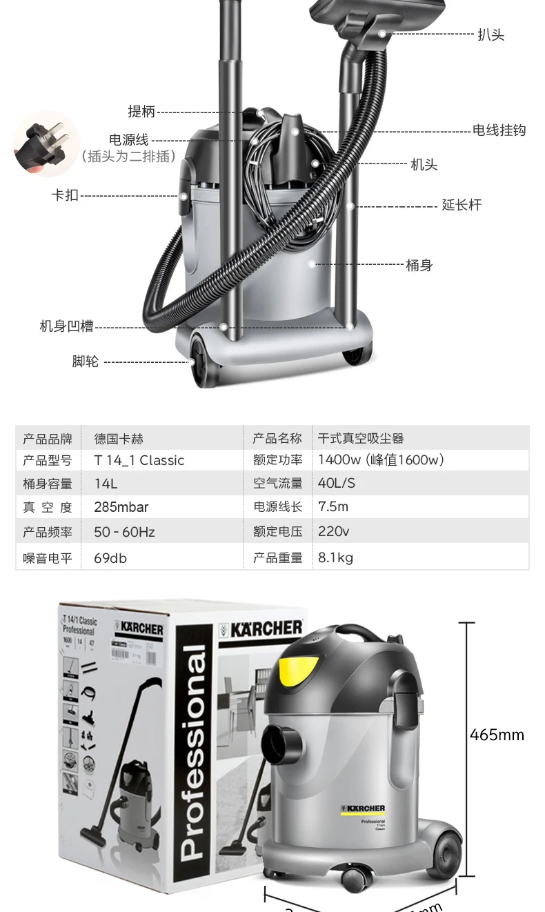 Германия Karcher 1600 Вт сильный пылесос высокой мощности сухой коммерческий немой