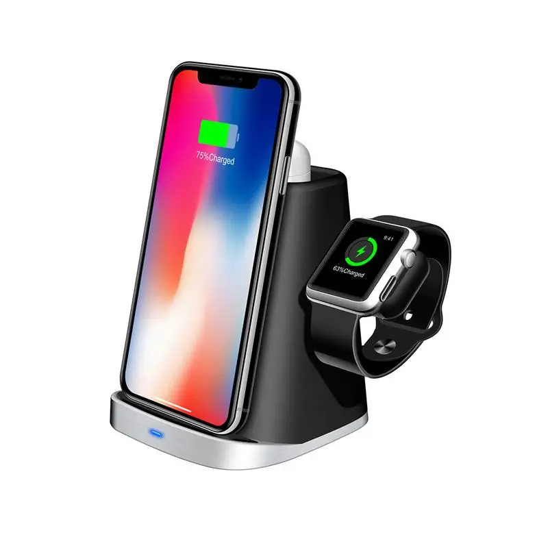 3-в-1 Зарядное устройство, подставка для наручных часов IWatch, iPhone airpods Зарядное устройство Держатель для док-станции силиконовый для наручных часов Apple Watch ночной режим ожидания