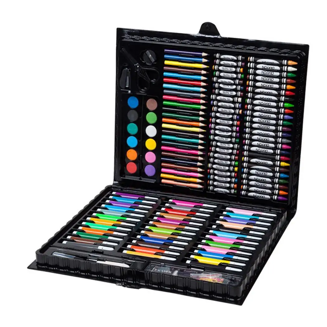 

Children's Art Stationery Crayons Watercolor Pen Painting Tool Black Set 150pcs