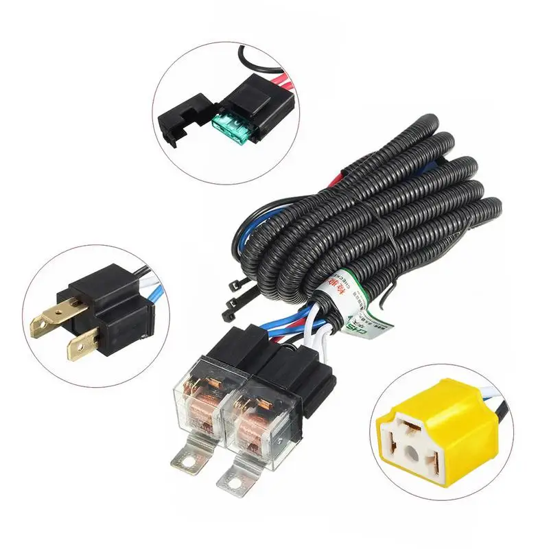 

H4 Headlight 7 Inch Headlamp Relay Wiring Relay Harness Car Lights Bulb Socket Plug Kits For Car Auto Headlight Wire Ceramics