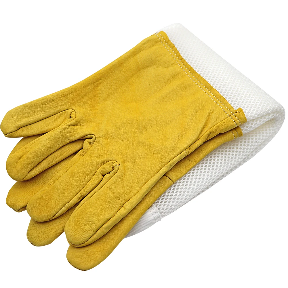 Перчатки пчеловода против пчеловодства Защитные Перчатки Пчеловодства с длинными рукавами перчатки из козьей кожи желтые дышащие перчатки Пчеловодство предотвращающие инструменты