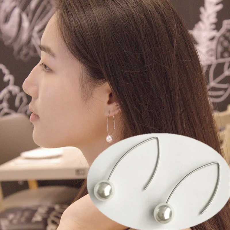 

2019 Fashion Bijoux Simple Handmade Copper Wire Brincos Oorbellen Simulated-pearl Stud Earrings Women Jewelry De Gota Feminino