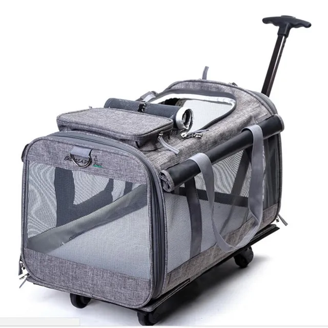 Detachable Pet Trolley Case With Whees Dog Carrier Bags Tote Sling Bag