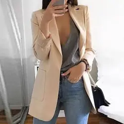 2019 для женщин Дамы с длинным рукавом Тонкий Блейзер костюм пальто работы куртка бизнес повседневная одежда Пиджаки для
