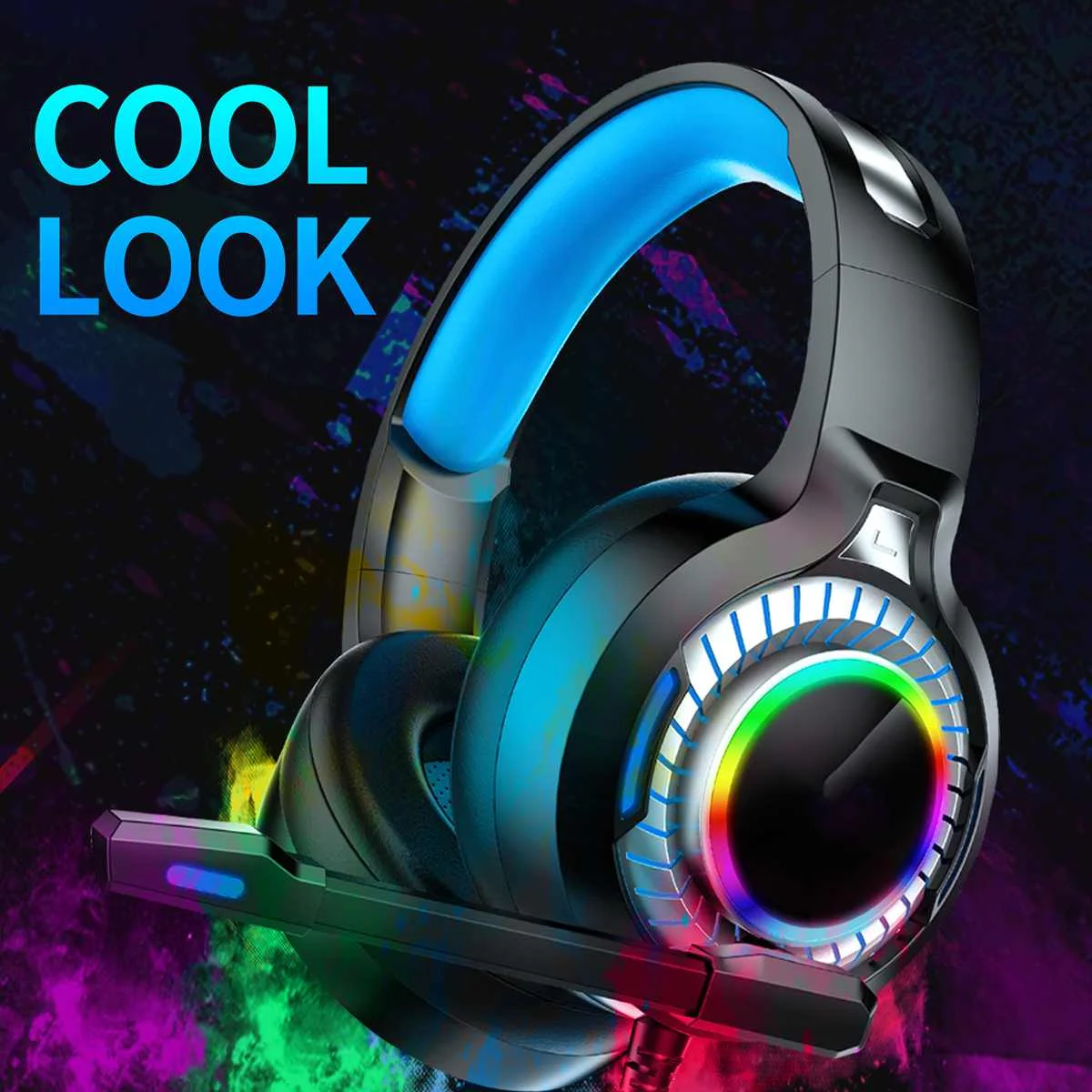 

7.1USB Wired Stereo 3.5mm Game Headset Colorful LED Gaming Headphone 50mm Driver 4D Surrounded Sound Headset with wheat Leather