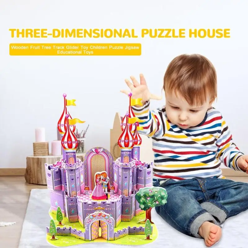 Handmade Toy Gift Funny Beauty Constructin 3D DIY Fairytale Castle Puzzle Baby Children Kids Educational Jigsaw Toy Kindergarten