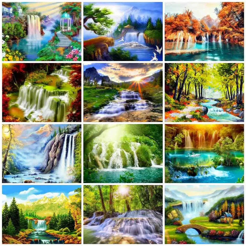 

AZQSD 5d Diamond Painting Scenery Rhinestones Pictures Mountain Diamond Embroidery Cross Stitch Diamond Art Picture Beading