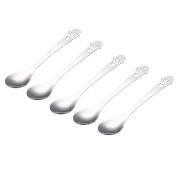 

5 Pcs/lot Stainless Steel Creative Smile Face Spoon Sturdy Elegant Tea Spoon Coffee Spoon Milk Spoons (14X2.8CM)