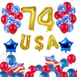 Американский День независимости 4 июля воздушный шар из фольги набор флаг пятиконечная звезда патриотическое украшение праздничный