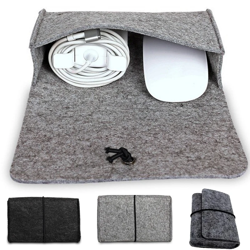 

New Power Bank Storage Bag Mini Sofe Felt Pouch For Data Cable Mouse Travel Organizer Electronic Gadgets Organizador Bag