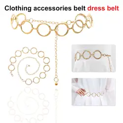 Новая мода металла круговой талии цепи показывает тонкий украшения платье-футболка ремень, женские круглые металлические тонкий ремень