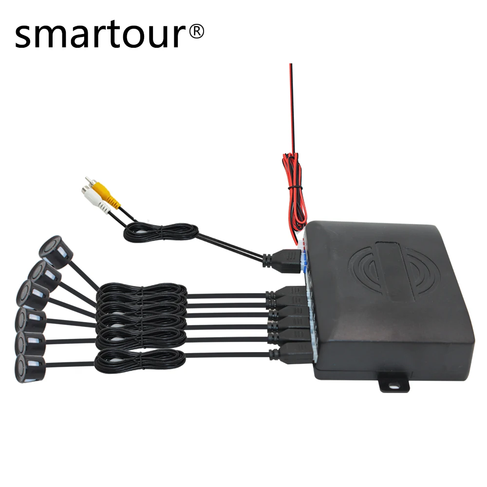 

Smartour Car Reverse Backup Rear Buzzer Radar Video Parking 4 Sensors Monitor System Support Display Image and Sound Alert