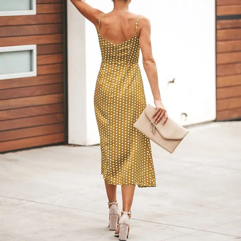 Boho Sexy пляжное платье на бретельках для женщин желтый шик сарафан Глубокий V
