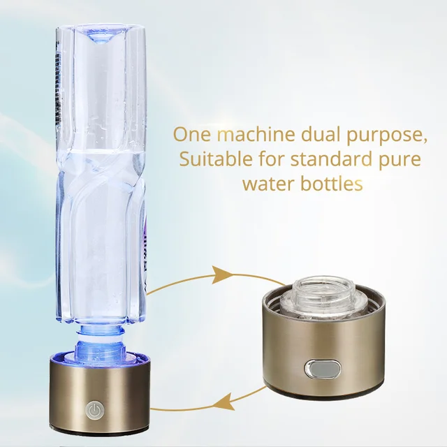 Portable hydrogen-rich water bottle alkaline lonizer hydrogen-water generator maker rechargeable water bottle 380ml anti-aging