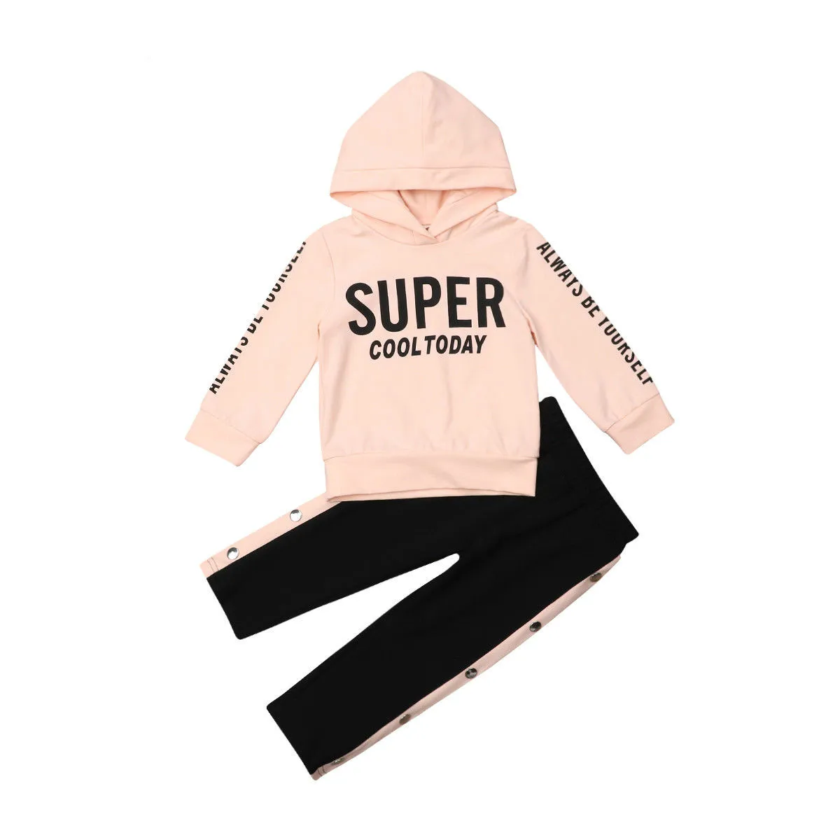 

Toddler Kids Baby Girls Hooded Tops Pants Tracksuit Sportswear Outfits Clothes