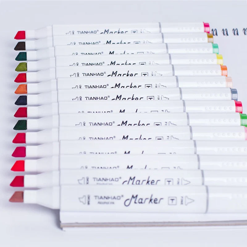 Preise TIANHAO Marker Pen Set 30 40 60 80 168 Farben Dual Kopf Alkoholische Fettige Basierend Pinsel stift Für Manga Skizzieren Marker Kunst Liefert