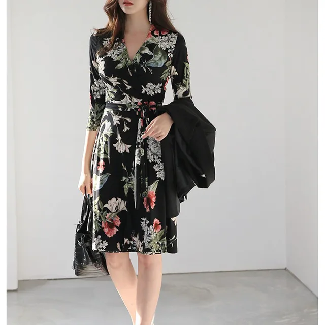 black floral print dress