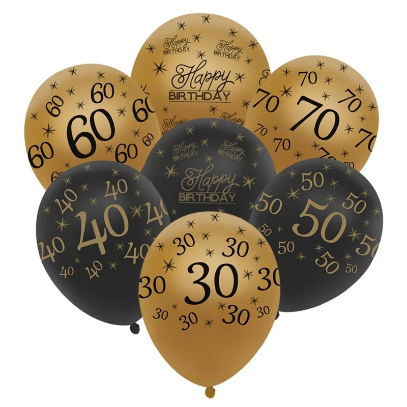 

10PCS Digital Number Printed Latex Balloons Anniversary Happy Birthday Balloon Wedding Valentine's Day Party Supplies 10inch