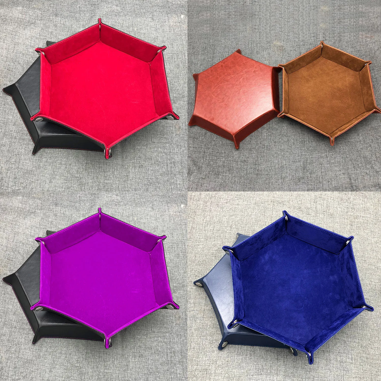 Foldable Dice Rolling Tray Hexagon Waterproof Wear Resistant PU Coin
