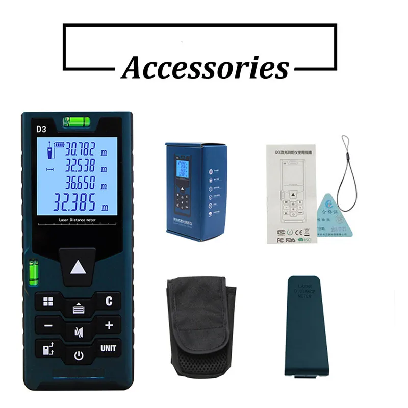 D3 Digital Laser 40m/50m/60m/80m/100m/120m Rangefinder Distance Meter Single Continuous Area/Volume/Pythagorean Measurement D3 Digital Laser 40m/50m/60m/80m/100m/120m Rangefinder Distance Meter Single Continuous Area/Volume/Pythagorean Measurement