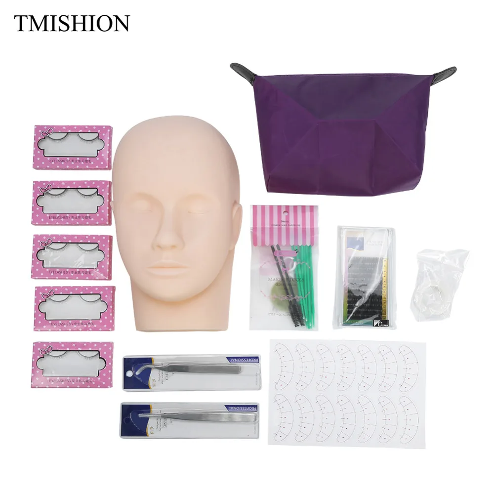 

Permanent Makeup Eyebrow Tattoo Set Microblading Pen Training Head Model False Eyelashes Extension Practice Kit Tool For Starter