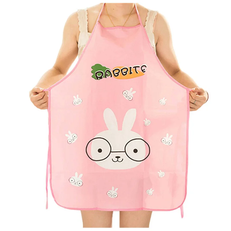 Women Cute Cartoon Waterproof Apron Kitchen Restaurant Cooking Bib