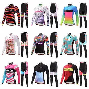 

Cycling jerseys long sleeve Women Bike Pants Set Maillot ciclismo road riding shirt bicycle cycling clothing Autumn Winter
