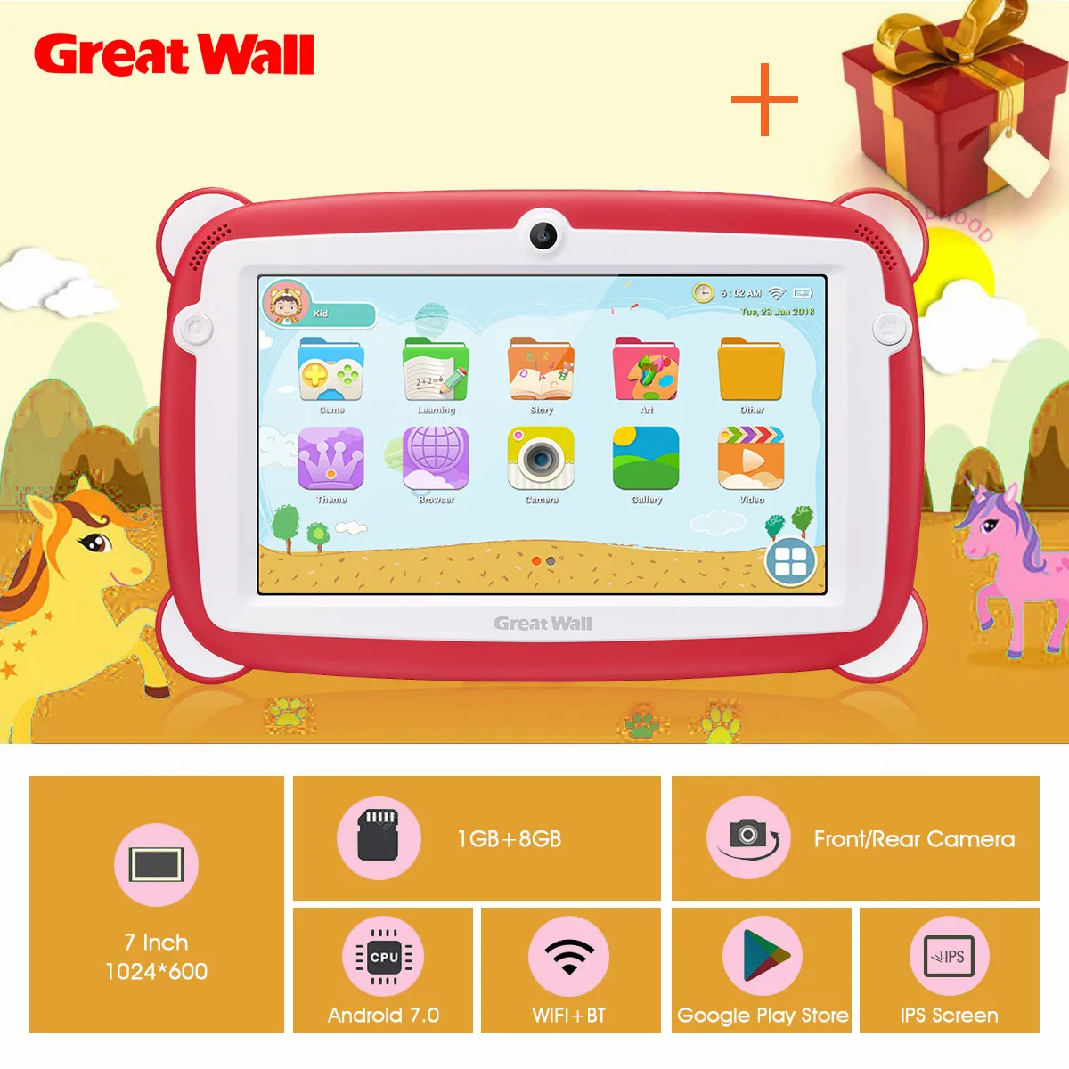 Планшет Great Wall K701 детский Обучающий планшет 7 дюймов Android 8 1 ips четырехъядерный