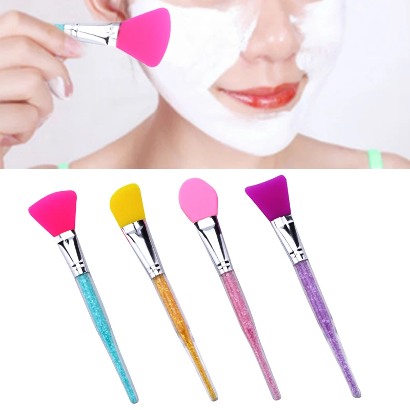 

Hot 1PC Skin Care Makeup Brush Foundation Cream Mixing Tool Mask Brush Facial Mud Popular Rhinestones Silicone Beauty Tools