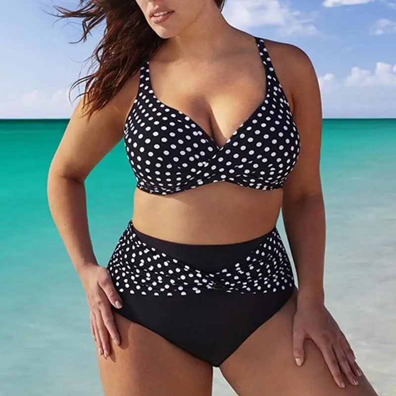 

L- 6XL Swimsuits Large Size Polka Dot Sexy Bikini Set High Waist Women Summer Swimwear Beach Bathing Suit Femme