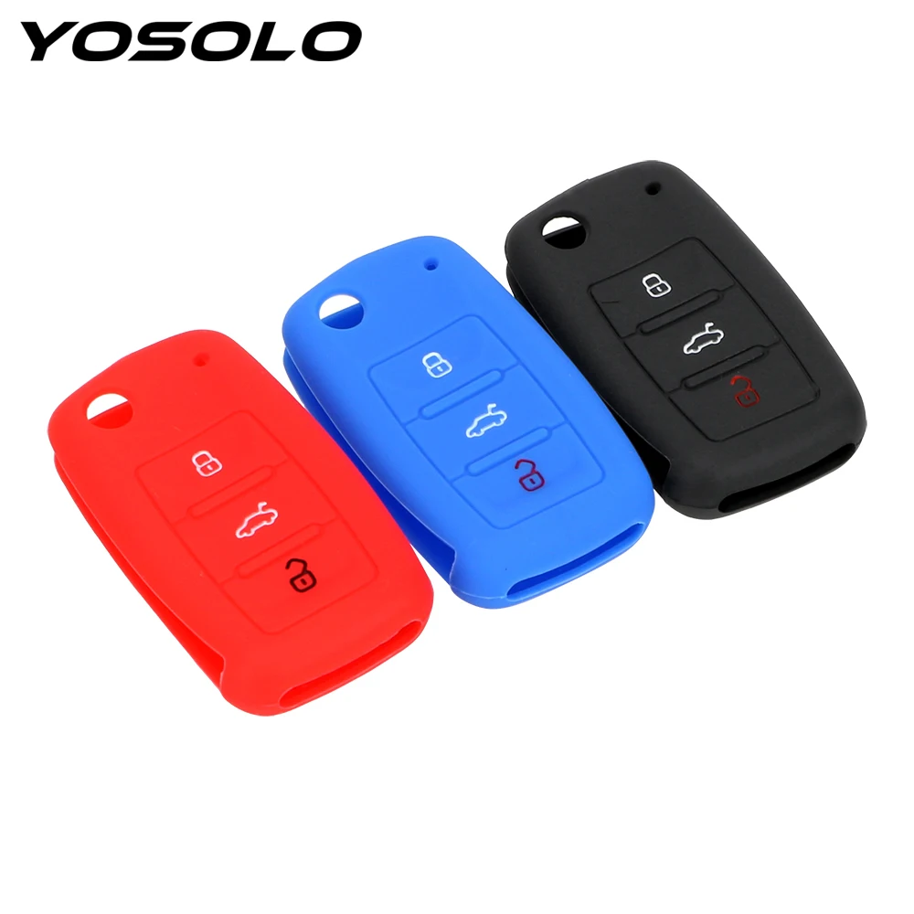 

YOSOLO Car Key Case Shell 3 Buttons Flip Folding For Volkswagen VW Jetta Golf Passat Beetle Polo Bora Key Bag Cover Protector