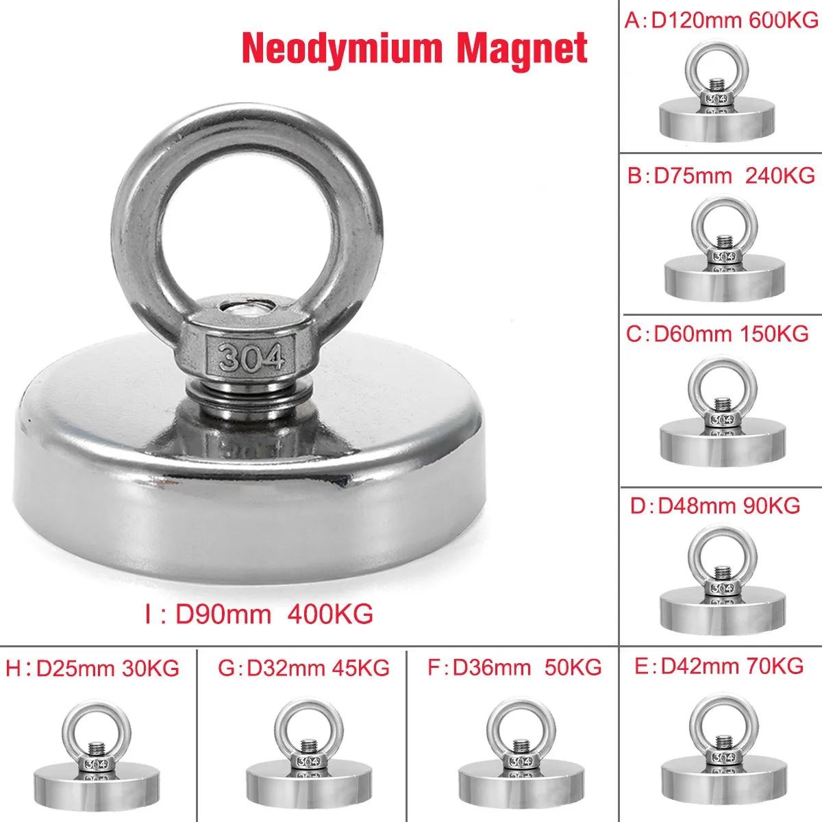 D120мм 600 кг сильный спасательный неодимовый магнит для ловли рыбы Deap морской спасательный восстановление извлечение сокровища охотничий магнит