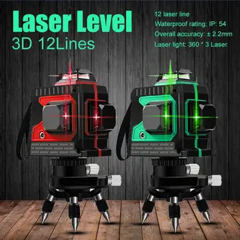 

3D 12Lines Green Laser Levels Self-Leveling 360 Horizontal And Vertical Cross Super Powerful Green Laser Beam Line