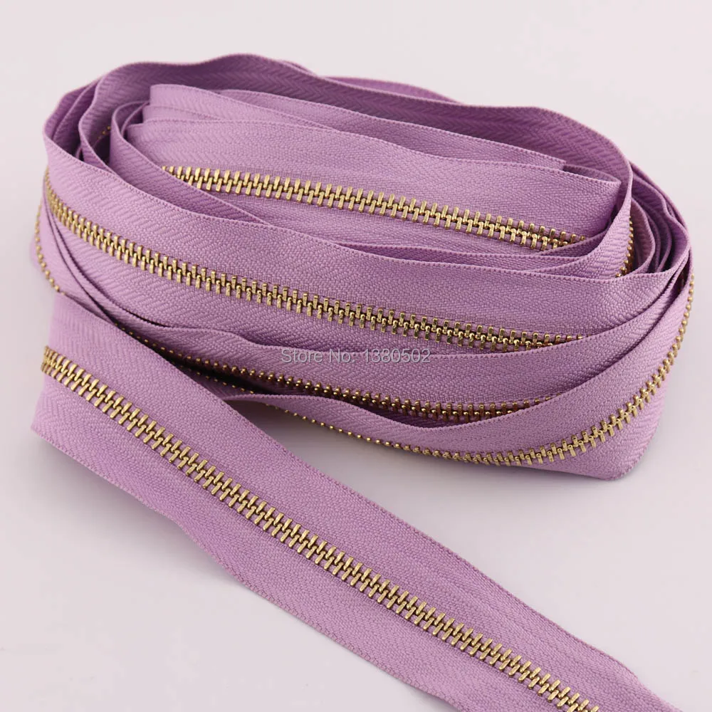 

5Yards 5# 32mm wide light purple color Durable Metal Teeth Zippers Sewing tool for Bag shoes Luggage garment Accessories