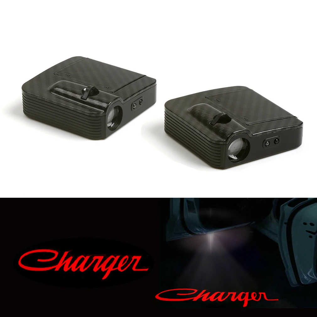 

Red Logo Car Door Wireless LED Laser Projector Shadow Light Fit For (Dodge Charger) 12V