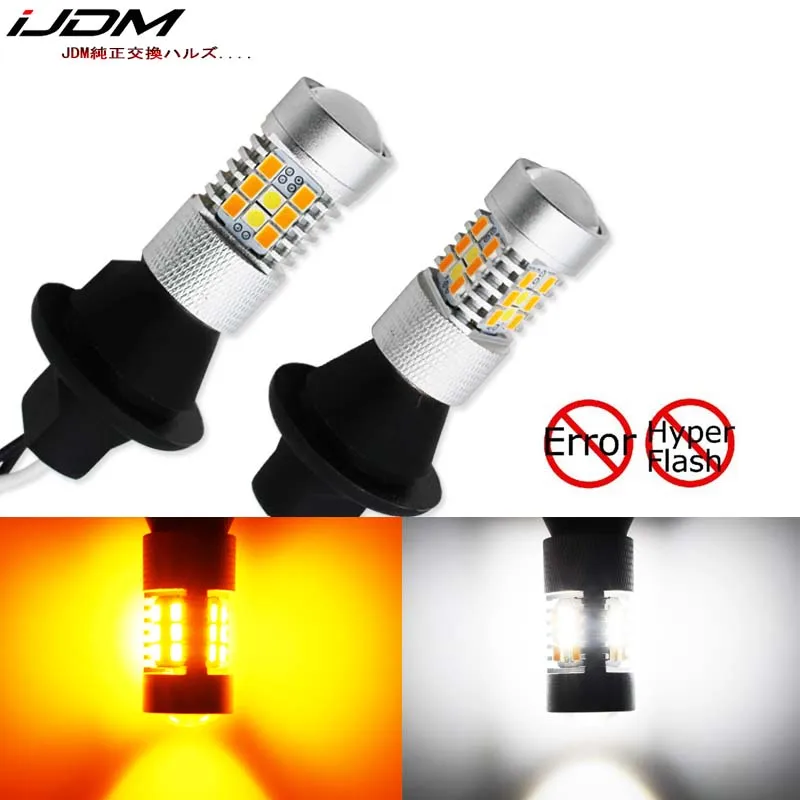 

iJDM No Hyper Flash 1156 BA15S BAU15S LED Turn Signal Light Amber Canbus T20 7440 Lamp Bulbs 12V DRL Day Running Lights White