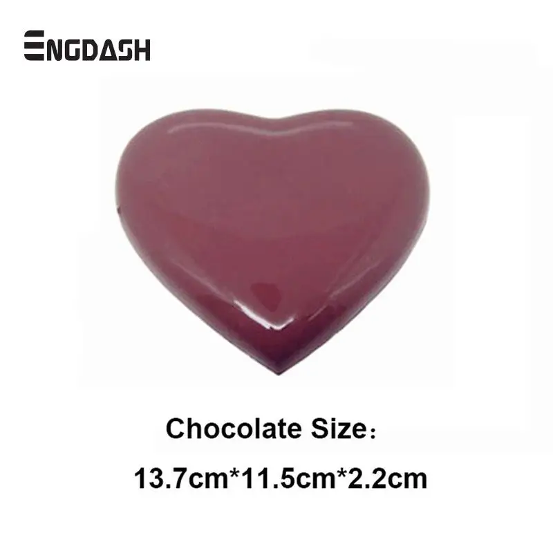 

ENGDASH 1pc Heart Shape 3D Polycarbonate Chocolate Mould Tray Candy Soap Lollipops For Molds Baking Pastry Making Baking Tools