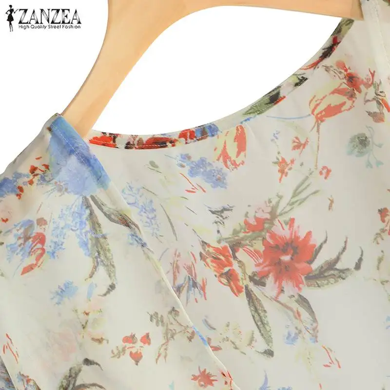 2019 ZANZEA Fashion Print Beach Cover Up Women's Summer Floral Kimono Cardigan Female Bohemian Chiffon Blouse Blusas Tunic Tops