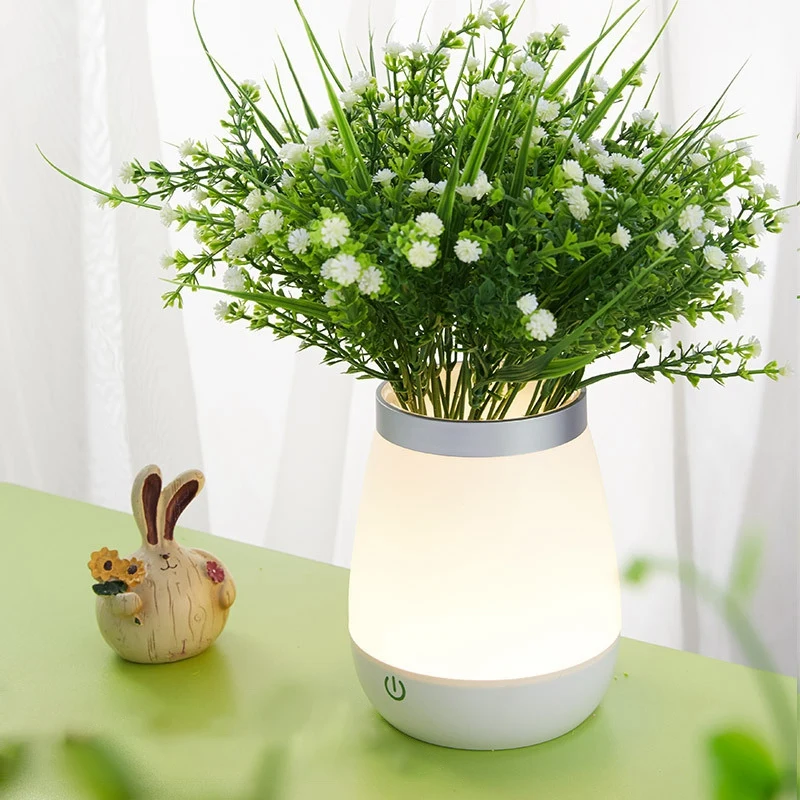 Перезаряжаемая Белая светодиодная настольная лампа в форме вазы Настольный цветочный горшок ночник прикроватная лампа для спальни домашний декор в помещении освещение