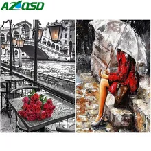 Картина azqsd по номерам ожидание любви домашний декор краски Холст Картина Ручная Краска ed DIY масляная краска ing Rain современный SZYH6341