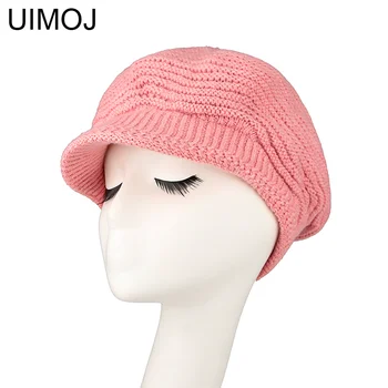 

UIMOJ Autumn Winter Beanies Caps Warm Knitted Hats Lady's Headwear Accessory 8 Colors